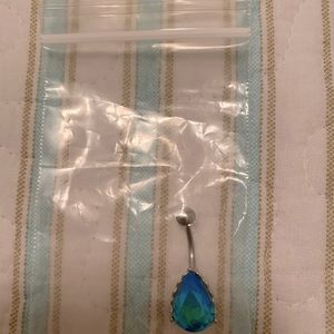 Body Candy 14G Blue Iridescent belly button ring
